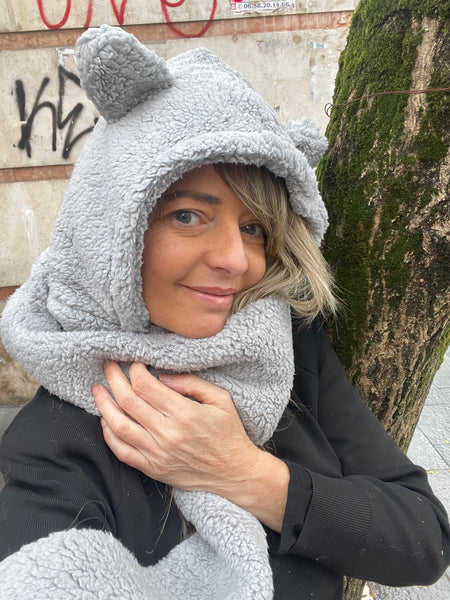 Cappello e sciarpa guanti uniti  teddy bear orsacchiotto vari colori