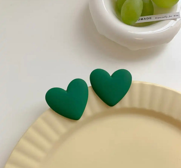 Coppia orecchini cuore resina argento 925