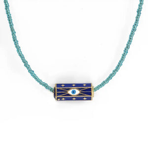 Collana amuleto turco cilindrico perline tonde vari colori