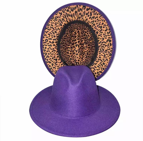 Cappello  Fedora Double face interno maculato vari colori con fascia accessorio estraibile