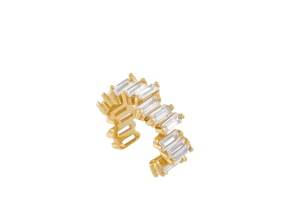 Mono earcuff argento 925 con giro barrette  crystal
