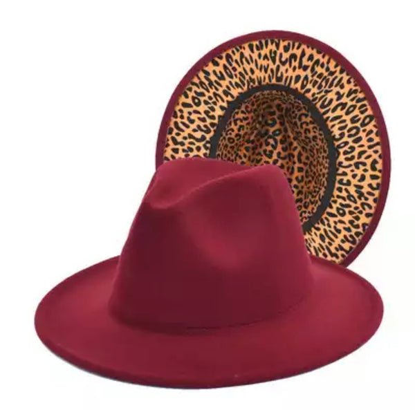 Cappello  Fedora Double face interno maculato vari colori con fascia accessorio estraibile