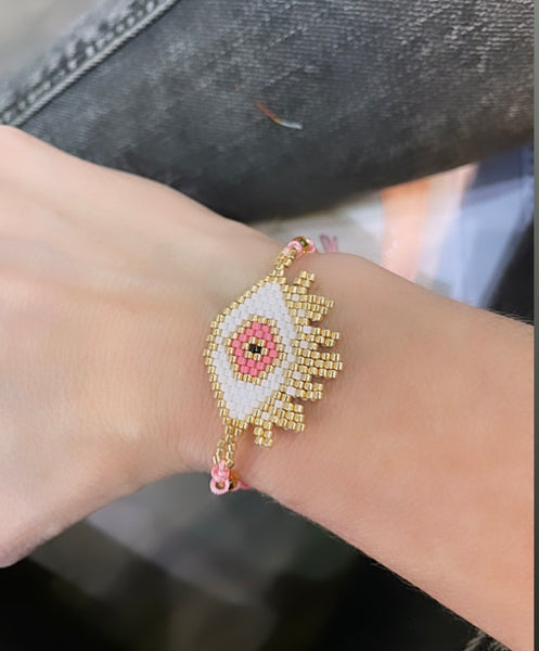 Bracciale cavigliera occhio perline vari colori