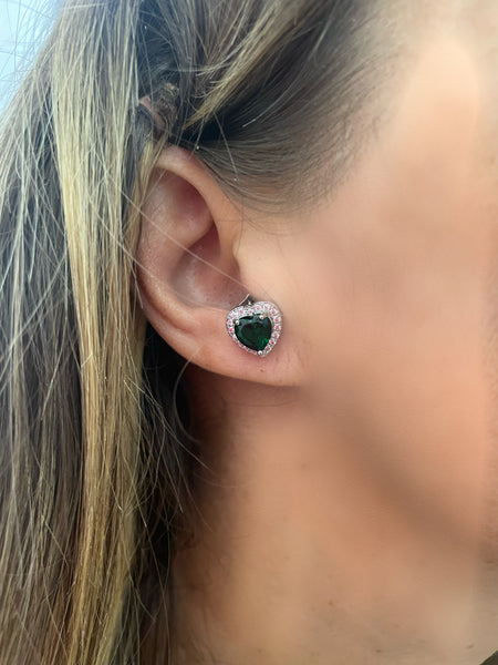 Mono orecchino cuore crystal lobo