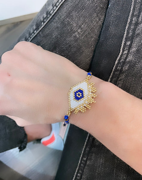 Bracciale cavigliera occhio perline vari colori