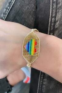 Bracciale cavigliera perline cuore Rainbow