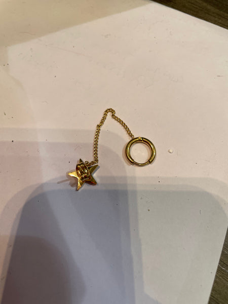 Mono orecchino doppio catenella  saliscendi con stella