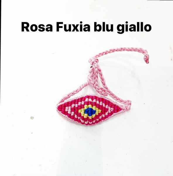 Bracciale  cavigliera evil eye occhio filo macrame regolabile