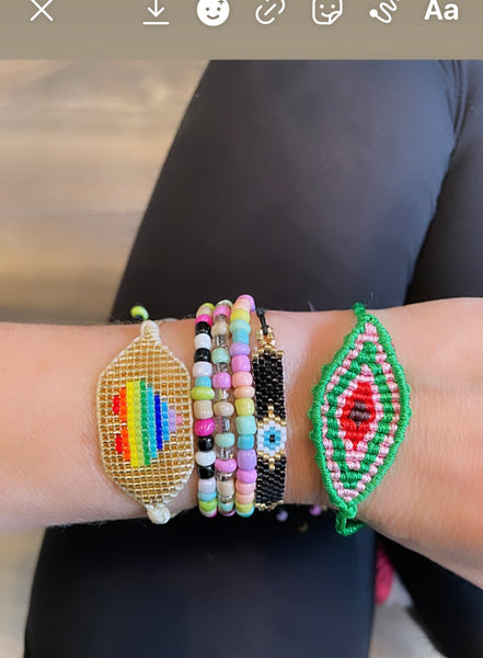 Bracciale  cavigliera evil eye occhio filo macrame regolabile