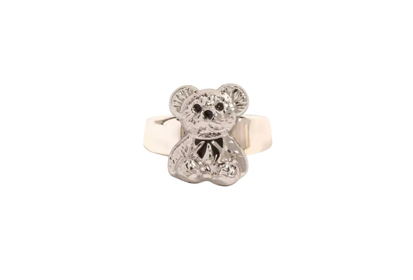 Anello resina metallizzato orsacchiotto teddy con fiocco