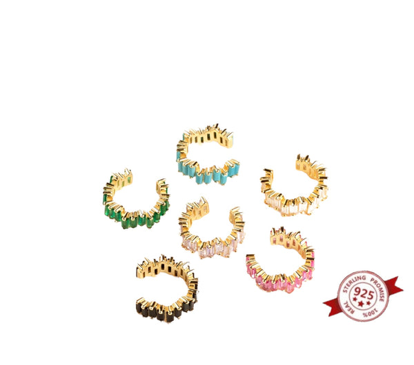 Mono earcuff argento 925 con giro barrette  crystal