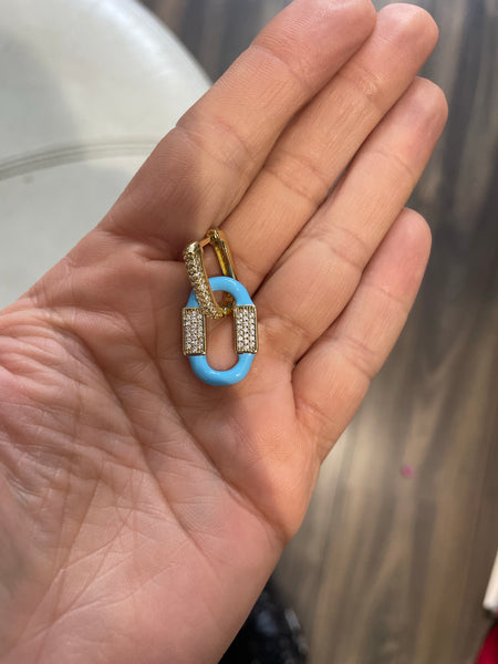 Mono orecchino Chain ovale smaltata pavettata