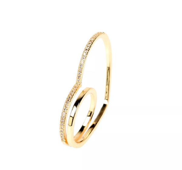 Anello doppio due varianti colore cuore pavettato
