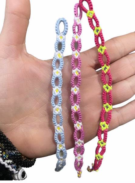 Bracciale cavigliera vari colori  friendship fiorellini